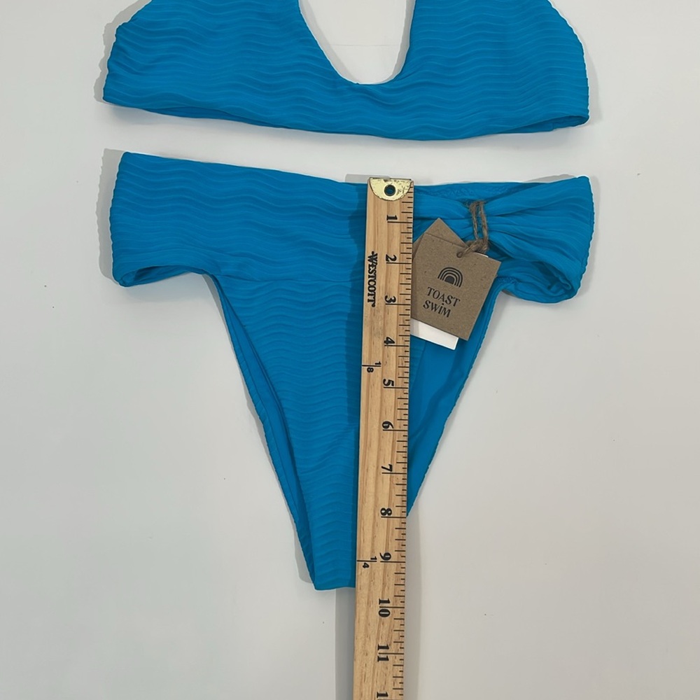 NWT Toast Swim Bikini XS Ocean Wave Scoop Top Banded Waist Bottom - Picture 4 of 10